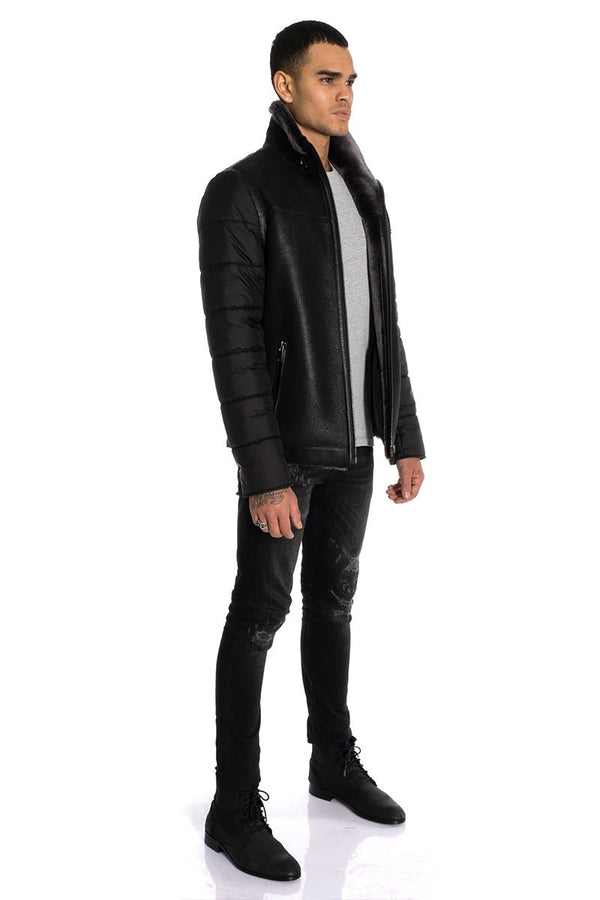 Ralf Men's Merino Shearling Sheepskin Coat - Black - Bigardini