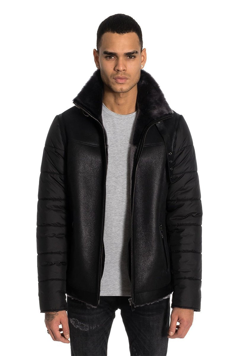 Ralf Men's Merino Shearling Sheepskin Coat - Black - Bigardini