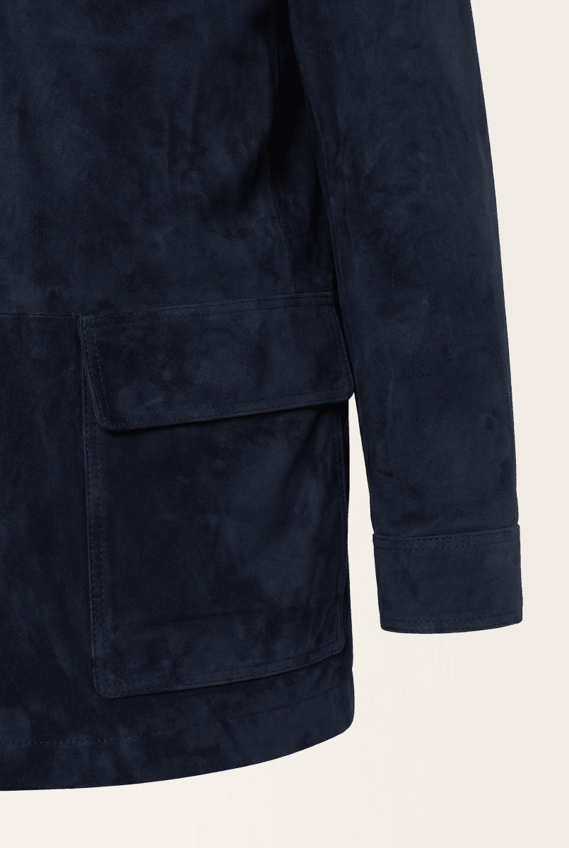 Raul Men’s Suede Safari Jacket - Navy Blue - Bigardini