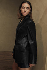 Rebel Oversize Leather Blazer Jacket - Bigardini