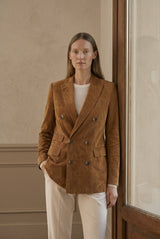 Rina Women’s Double - Breasted Blazer Jacket - Camel - Bigardini