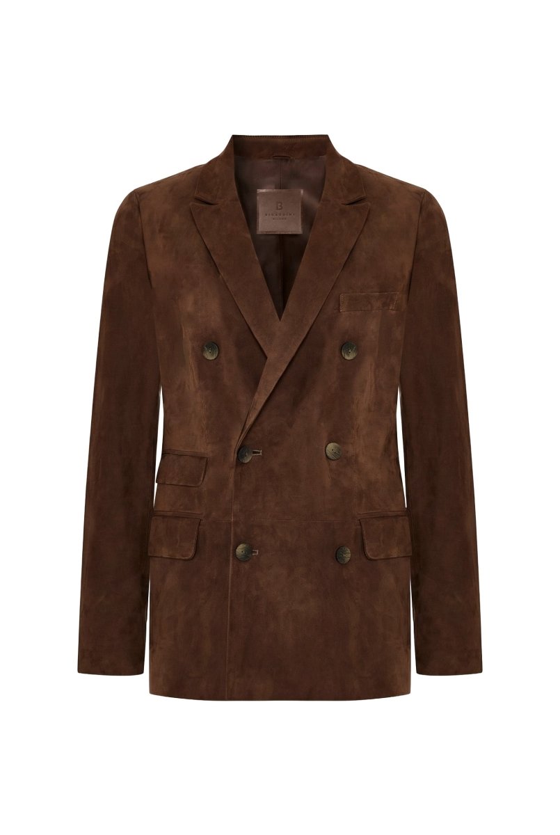 Rina Women's Double - Breasted Blazer Jacket - Milk Brown - Bigardini