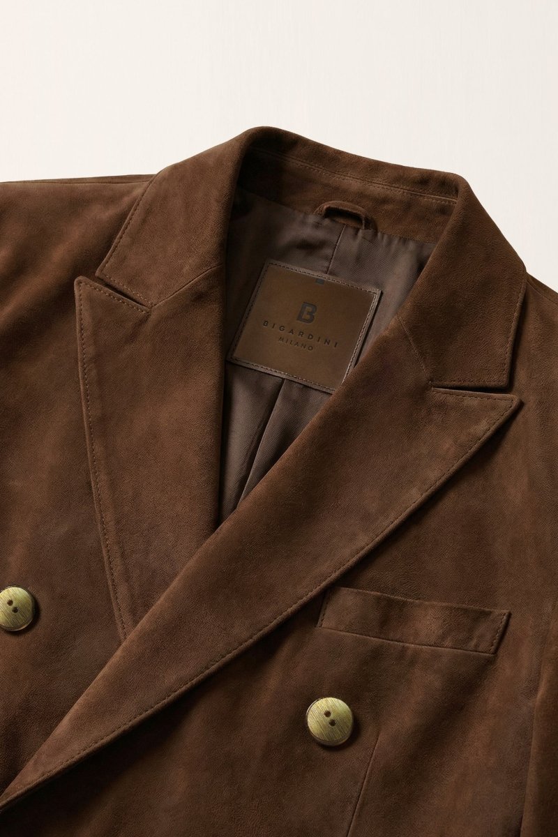 Rina Women's Double - Breasted Blazer Jacket - Milk Brown - Bigardini
