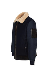 Robert Men's Aviator Wool Jacket - Navy Blue - Bigardini