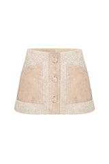 Ruby Women's Teddy Curly Shearling Mini Skirt - Beige - Bigardini