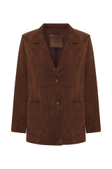 Sage Women’s Suede Blazer Jacket - Milk Brown - Bigardini
