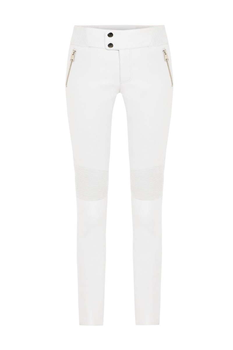 Shay Women's Leather Stretch Leggings - Snow White - Bigardini