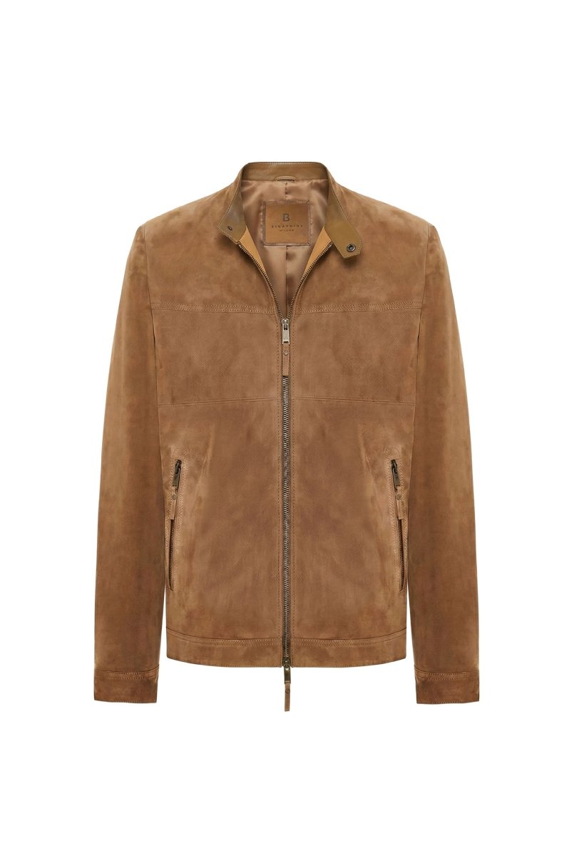 Silvo Men’s Suede Racer Jacket - Camel - Bigardini