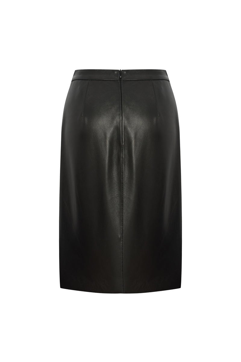 Simi Women's Pencil Skirt in Leather - Black - Bigardini