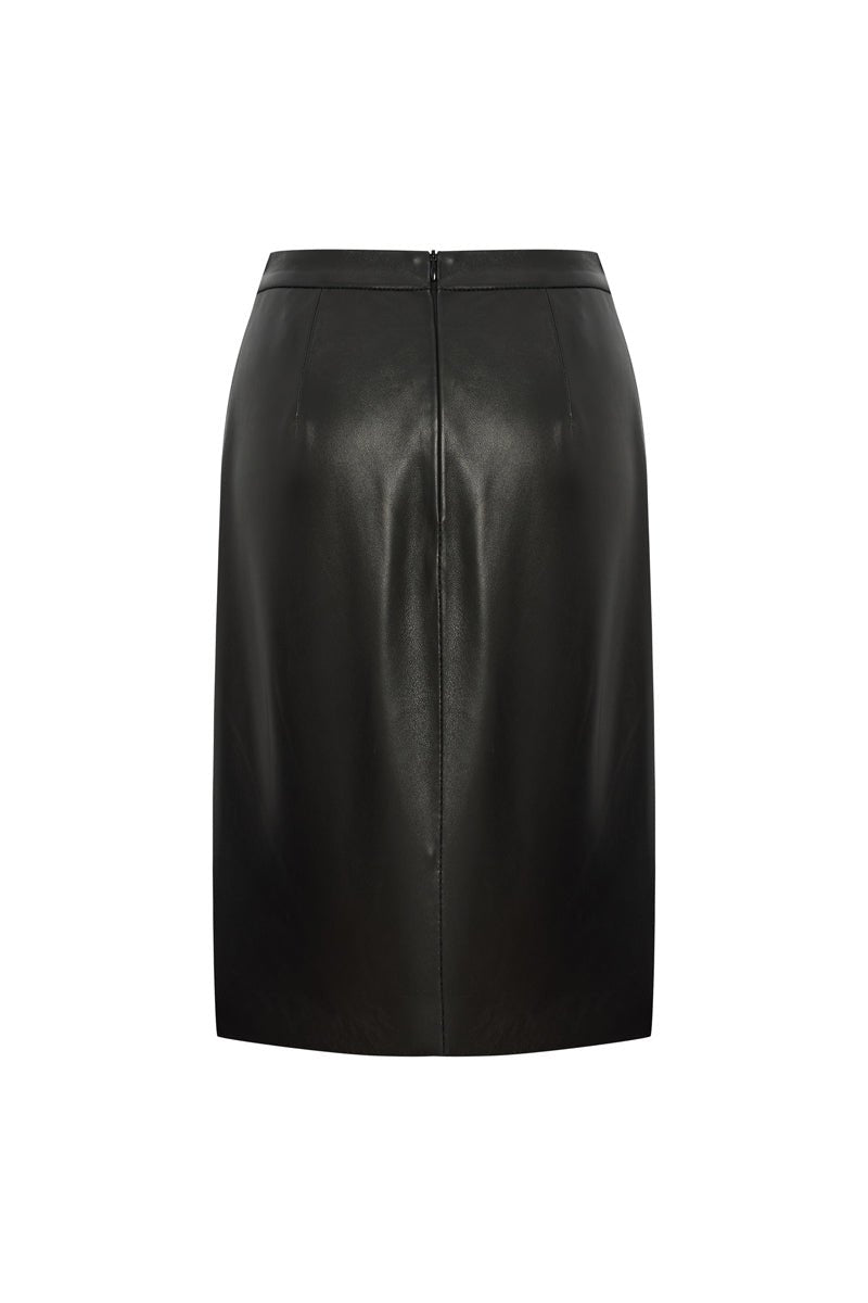 Simi Women's Pencil Skirt in Leather - Black - Bigardini