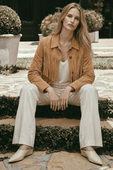 Sira Women’s Fringed Suede Jacket - Mustard - Bigardini