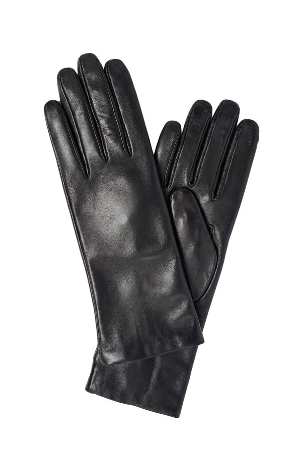 Solene Women's Long Leather Gloves - Black - Bigardini