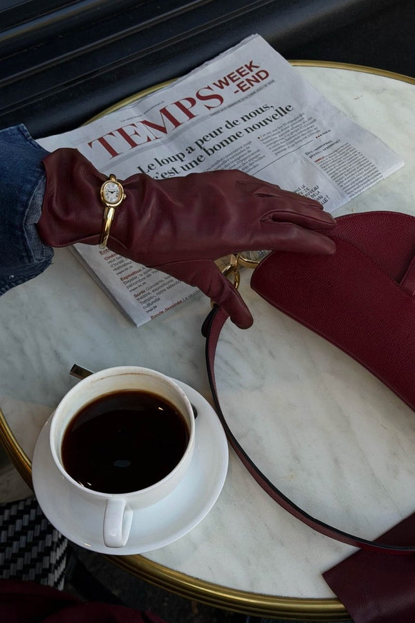 Solene Women's Long Leather Gloves - Marlboro - Bigardini