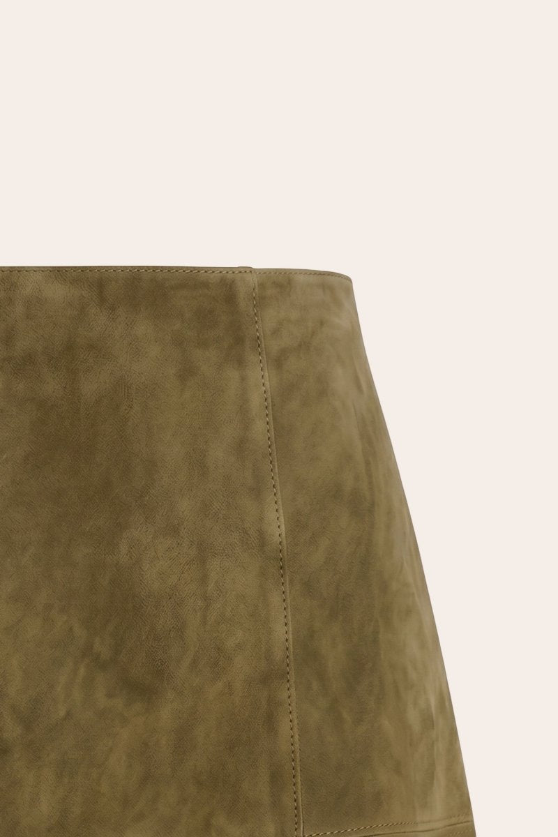 Talia Women’s Suede Leather Midi Skirt - Safari - Bigardini