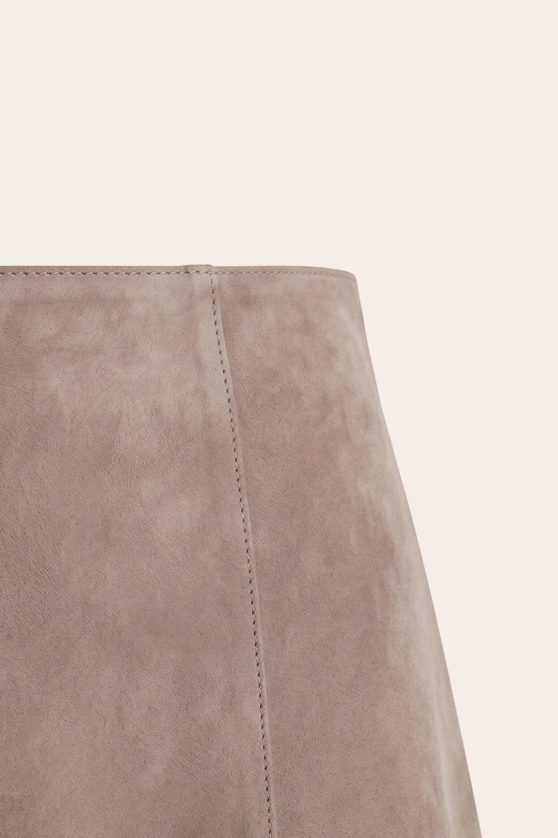 Talia Women’s Suede Leather Midi Skirt - Vison - Bigardini
