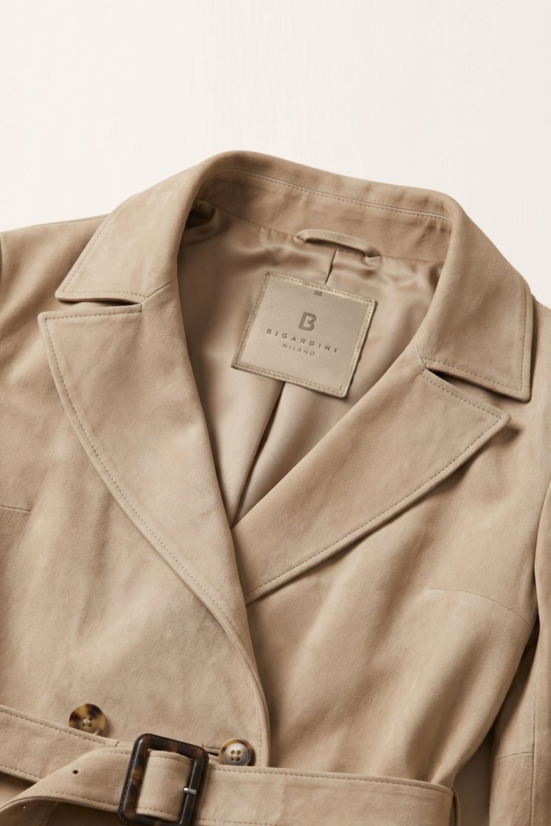 Tara Women’s Suede Trench Coat - Vison - Bigardini