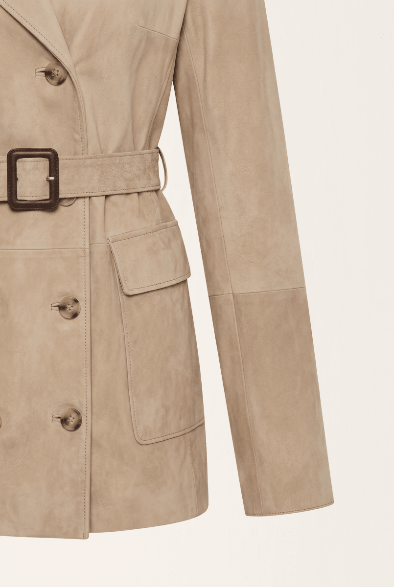 Tara Women’s Suede Trench Coat - Vison - Bigardini