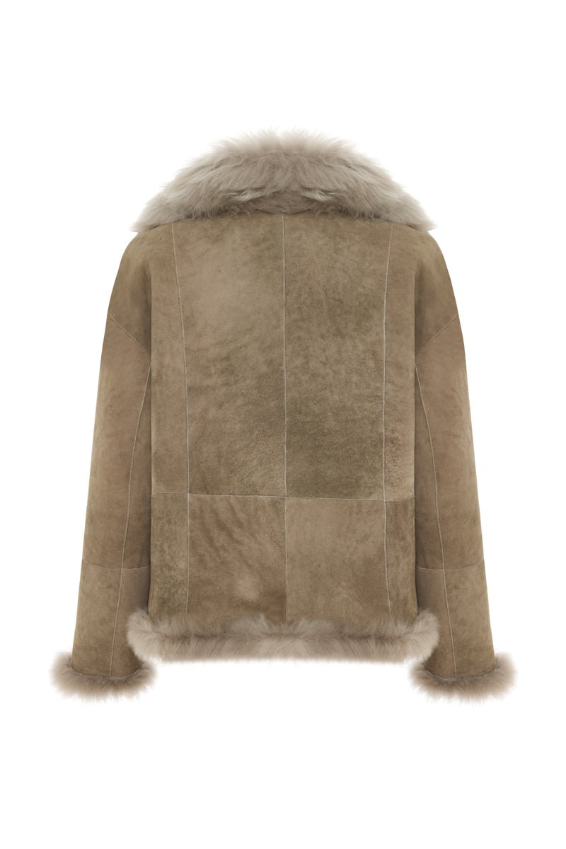 Tofana Women’s Reversible Shearling Sheepskin Coat - Rhino Gray - Bigardini