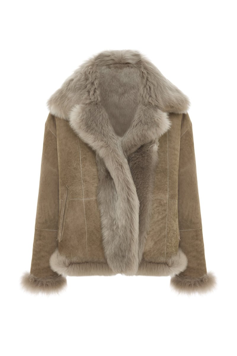 Tofana Women’s Reversible Shearling Sheepskin Coat - Rhino Gray - Bigardini