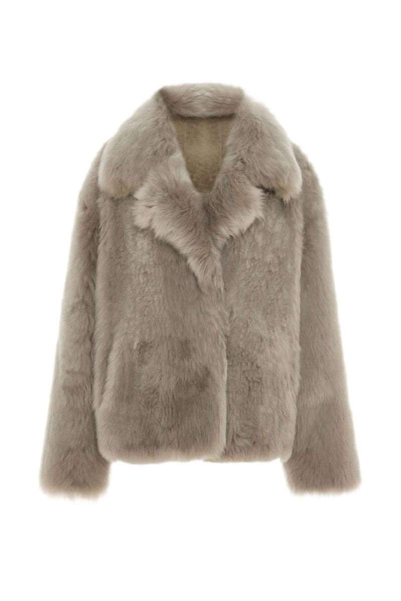 Tofana Women’s Reversible Shearling Sheepskin Coat - Rhino Gray - Bigardini