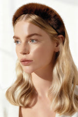 Velora Women’s Fur Headband - Dark Chocolate - Bigardini