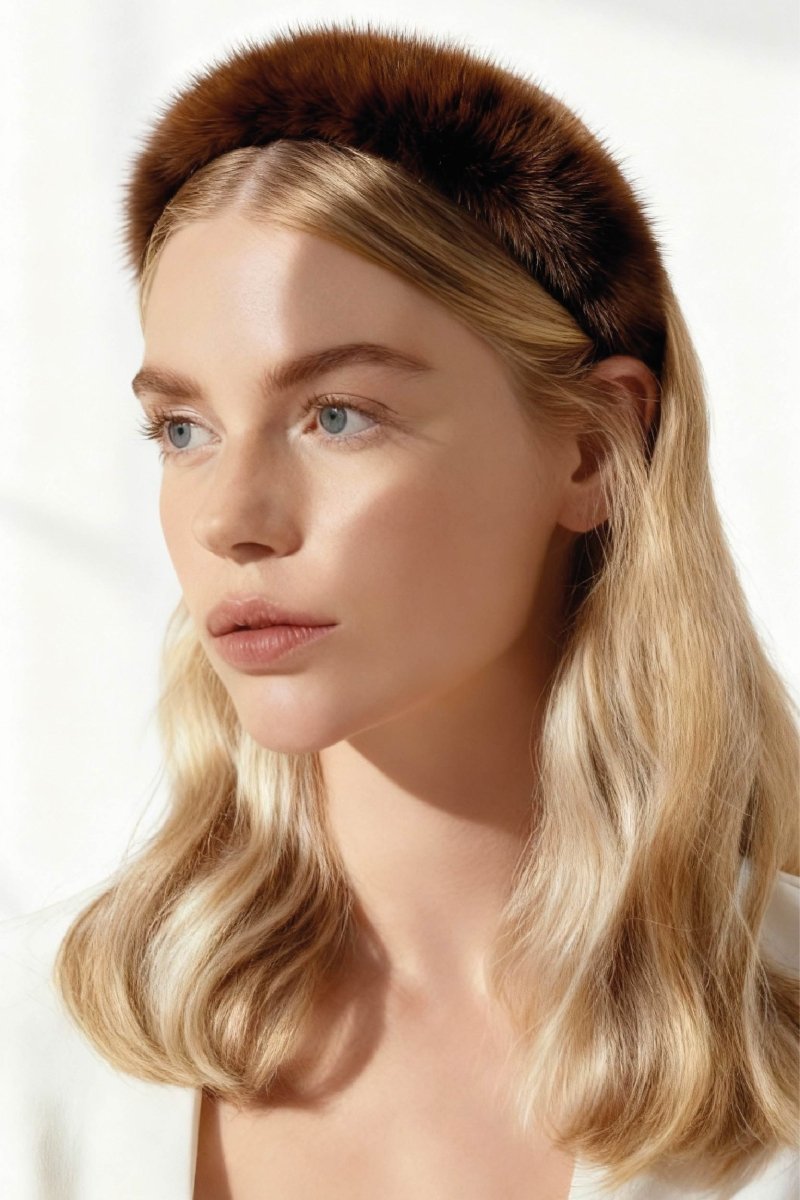 Velora Women’s Fur Headband - Dark Chocolate - Bigardini