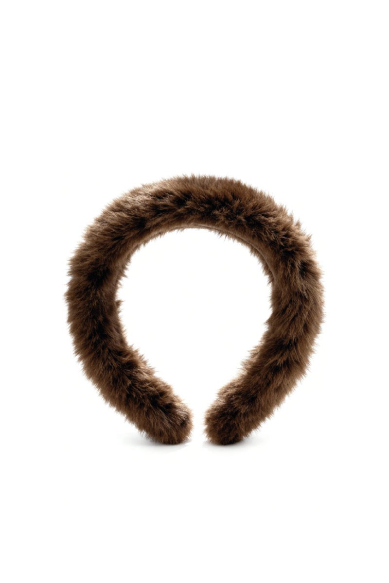 Velora Women’s Fur Headband - Dark Chocolate - Bigardini