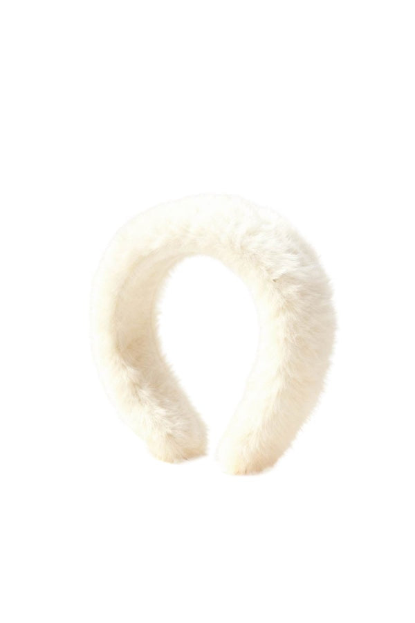 Velora Women's Fur Headband - White - Bigardini