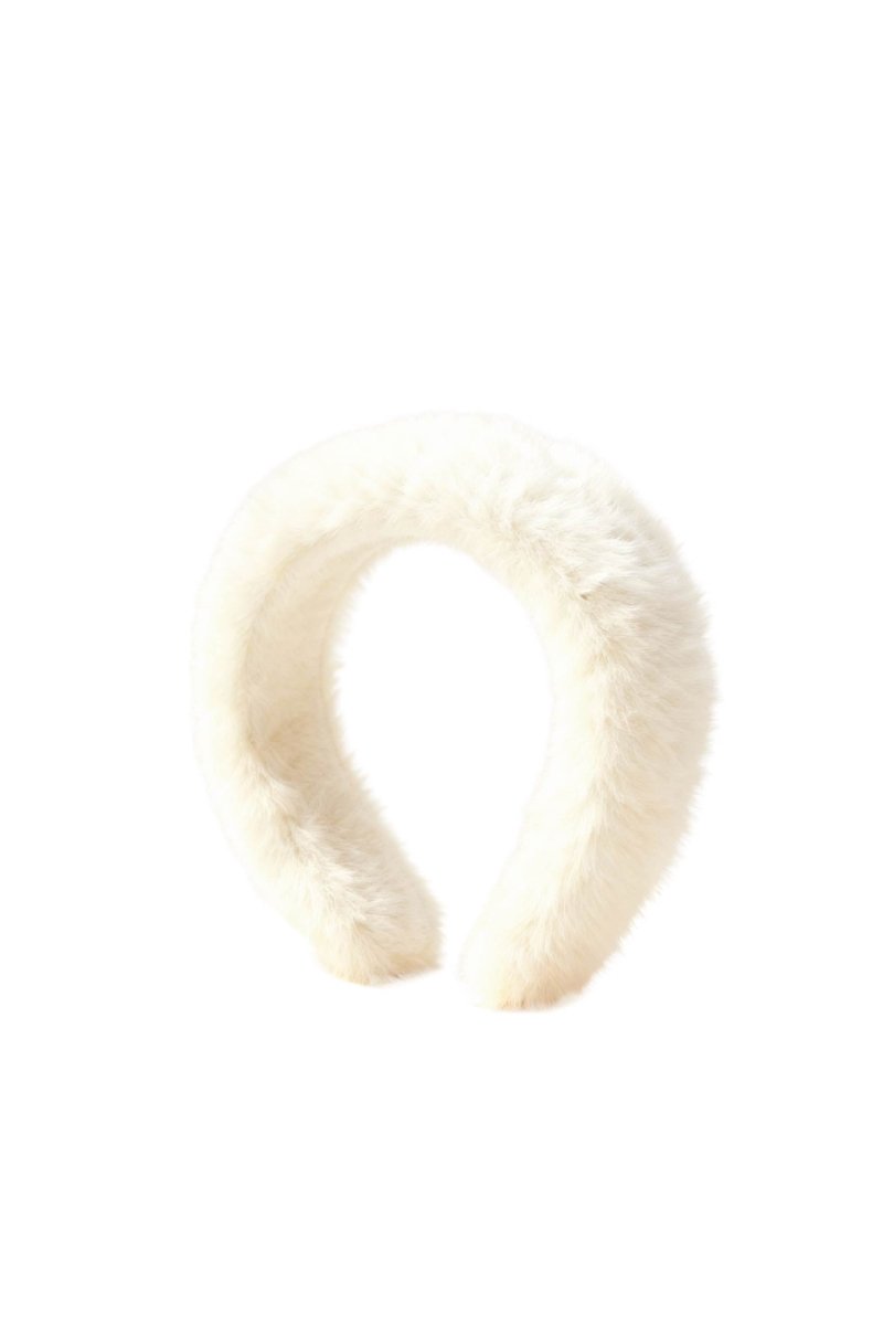 Velora Women's Fur Headband - White - Bigardini