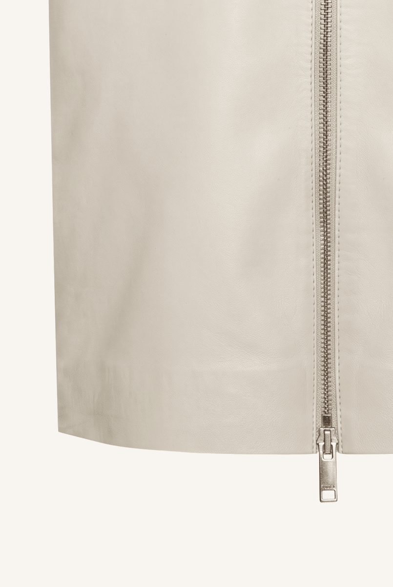 Vera Women’s Leather Midi Skirt - Beige - Bigardini