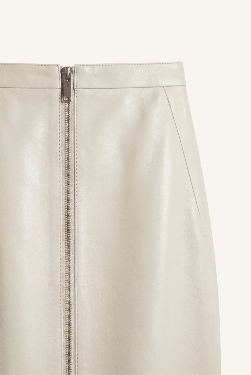 Vera Women’s Leather Midi Skirt - Beige - Bigardini