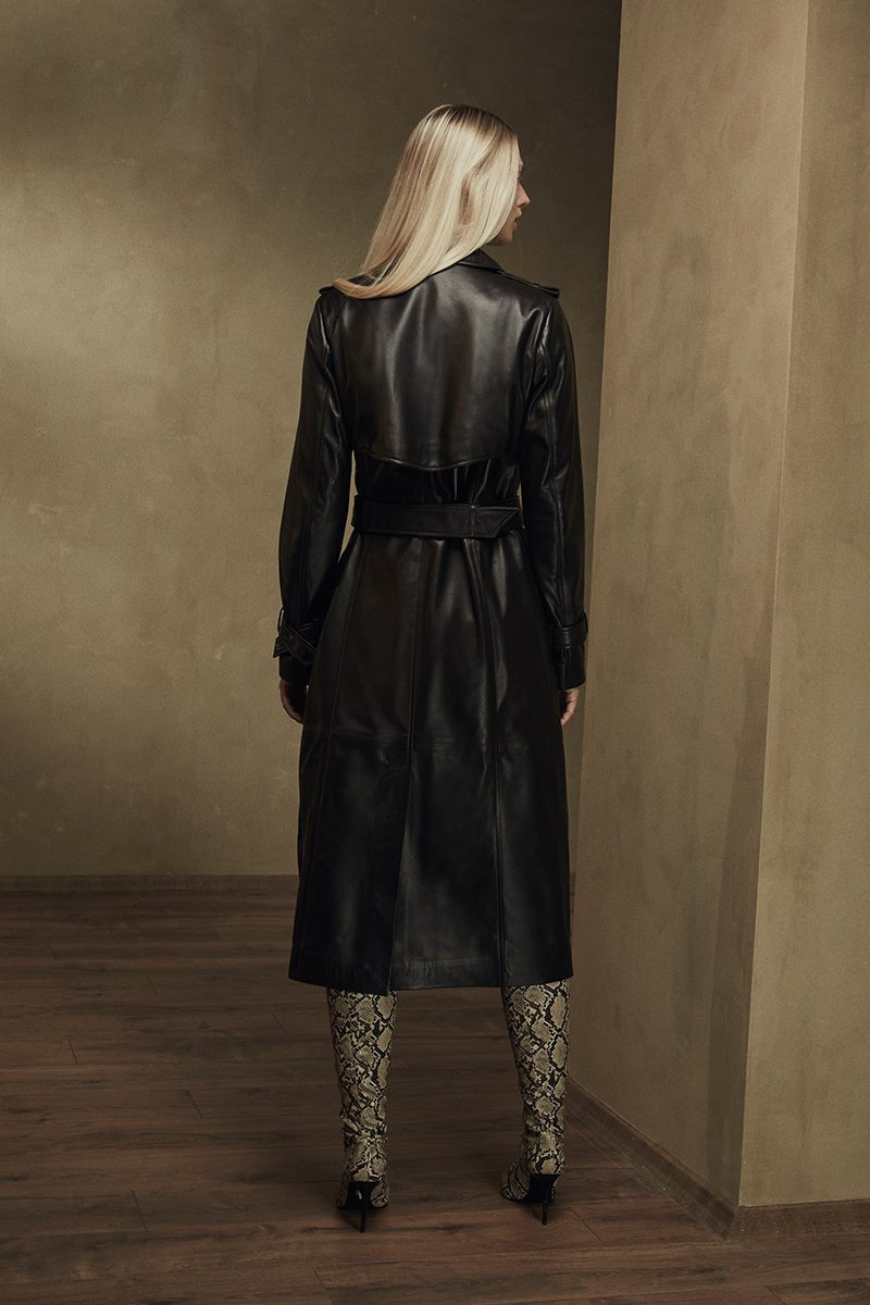 Victoria Lambskin Leather Trench Coat - Bigardini