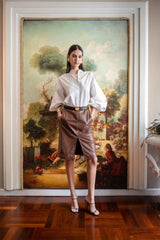 Viola Midi Leather Skirt - Bigardini