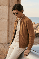 Zane Men’s Bomber Suede Jacket - Camel - Bigardini