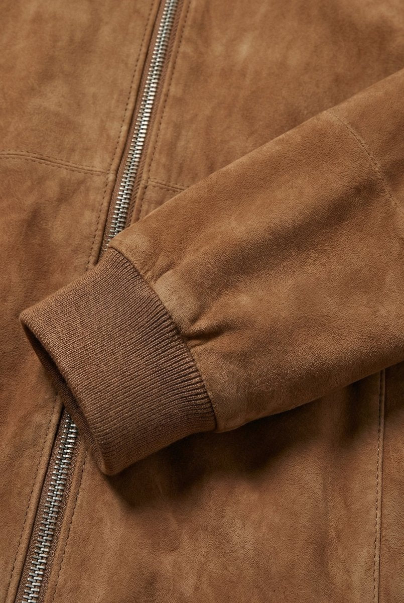 Zane Men’s Bomber Suede Jacket - Camel - Bigardini