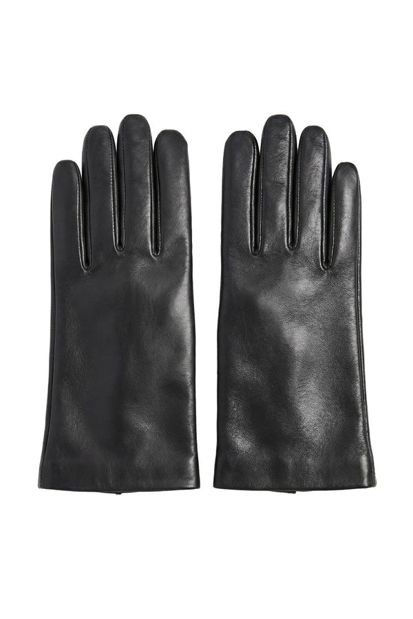 Zaya Women's Leather Gloves with Cashmere Lining - Black - Bigardini