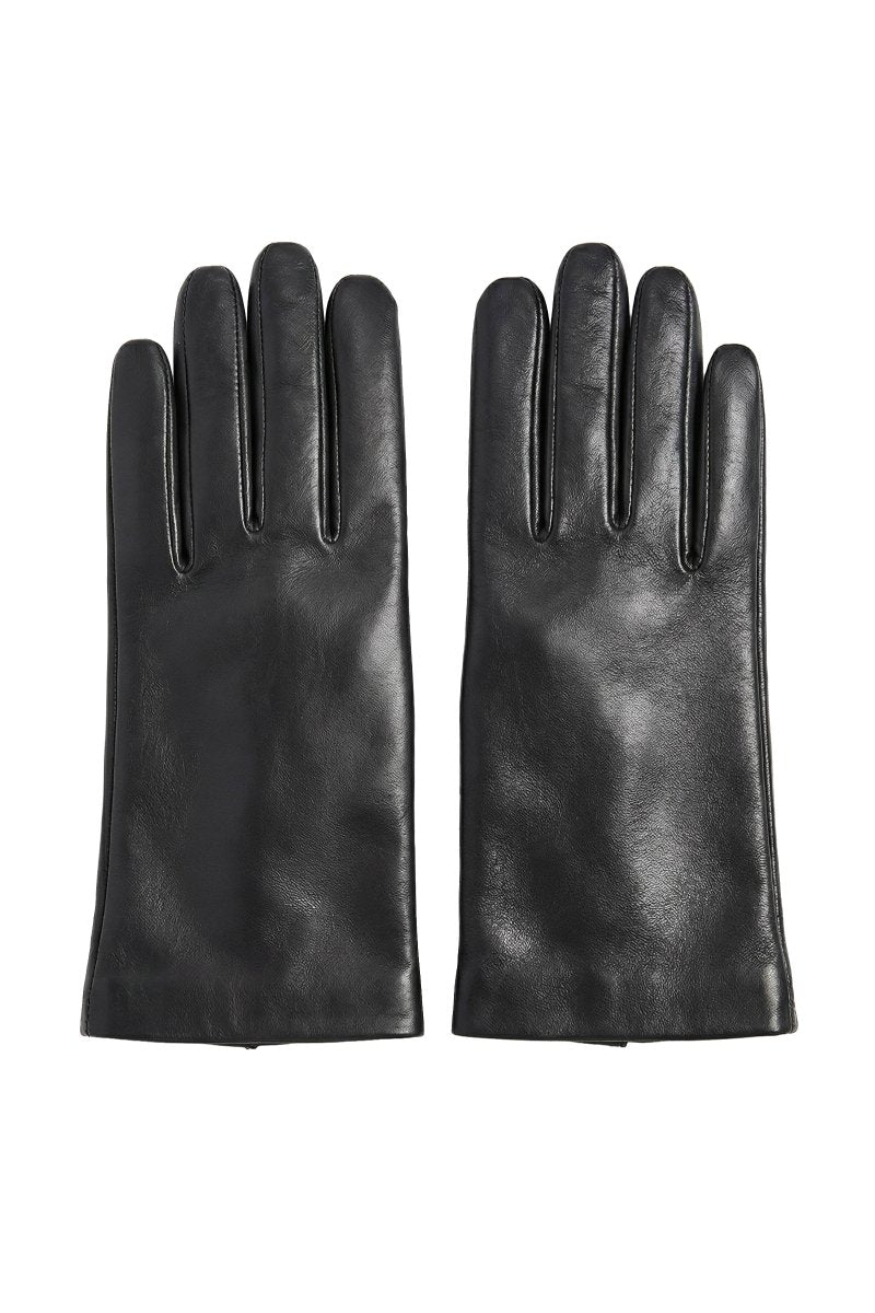 Zaya Women's Leather Gloves with Cashmere Lining - Black - Bigardini