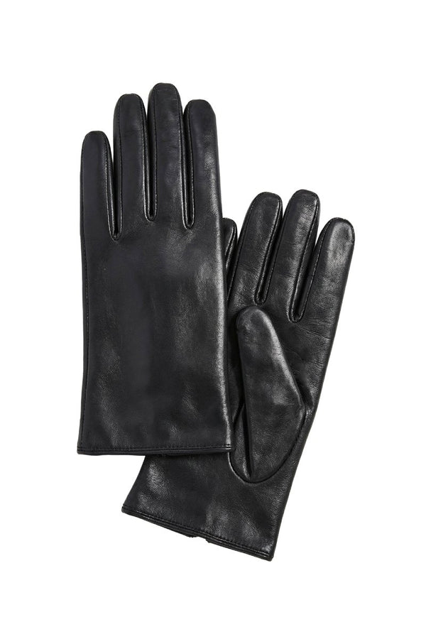 Zaya Women's Leather Gloves with Cashmere Lining - Black - Bigardini
