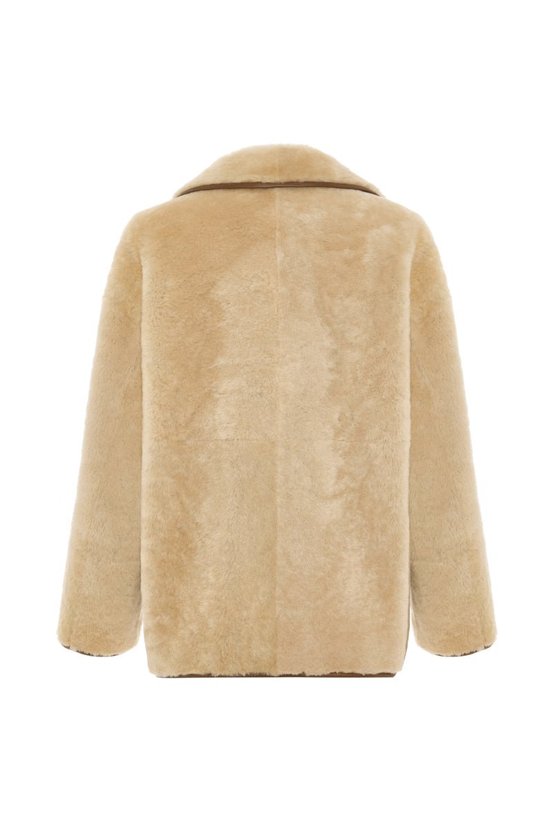 Zoe Women’s Reversible Shearling Jacket - Beige - Bigardini