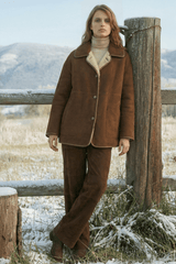 Zoe Women’s Reversible Shearling Jacket - Beige - Bigardini