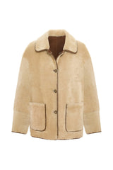 Zoe Women’s Reversible Shearling Jacket - Beige - Bigardini