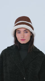 Sandy Women Shearling Bucket Winter Hat