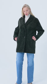 Karen Oversize Shearling Sheepskin Jacket - Olive