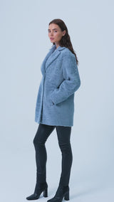 Karen Oversize Shearling Shearling Jacket - Светло-голубой