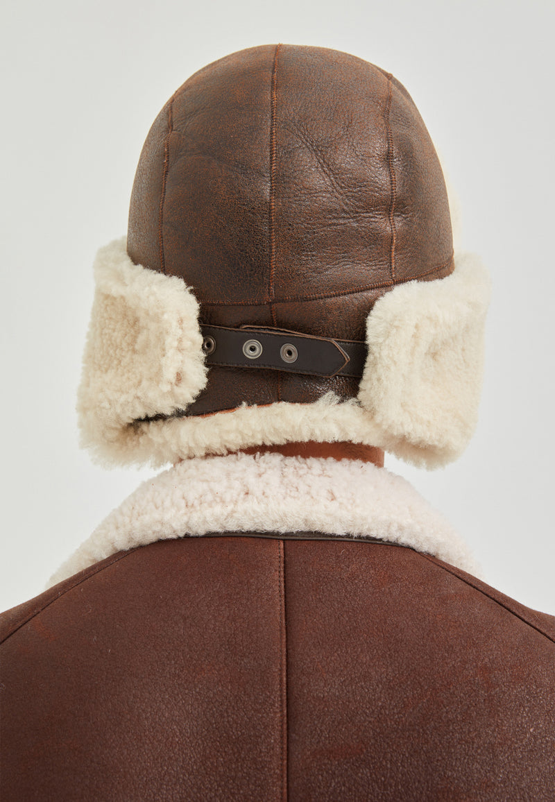 Logan Unisex Shearling Aviator Winter Hat - Brown