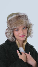 Everest Unisex Shearling Trapper Winter Hat - Olive