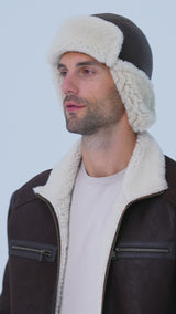 Зимняя шапка-бини Logan Unisex Shearling Aviator - коричневый