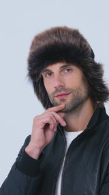 Everest Unisex Shearling Trapper Winter Hat - Brown