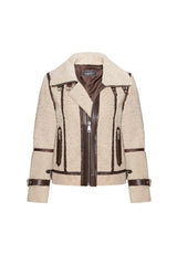 Ava Curly Shearling Teddy Jacket With Accents - Bigardini