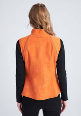 Clara Reversible Suede Jacket - Orange - Bigardini Leather
